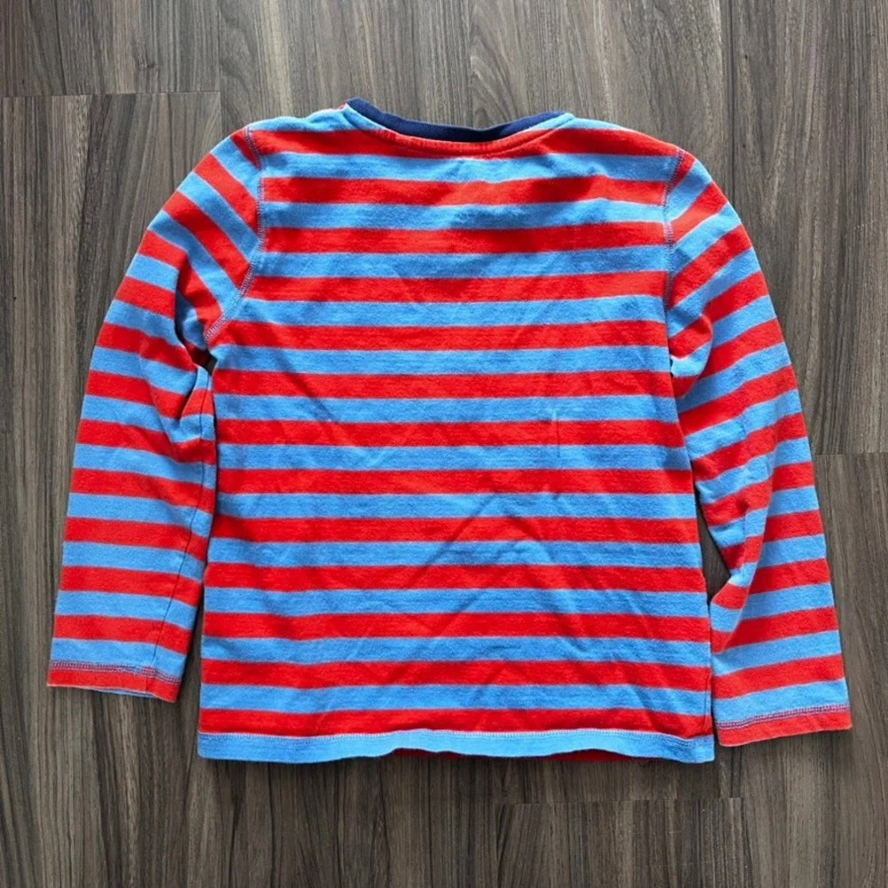 Boden Cotton Striped Crew Neck Long Sleeve Tee Blue Red Stripes size 8-9Y 134cm‎
